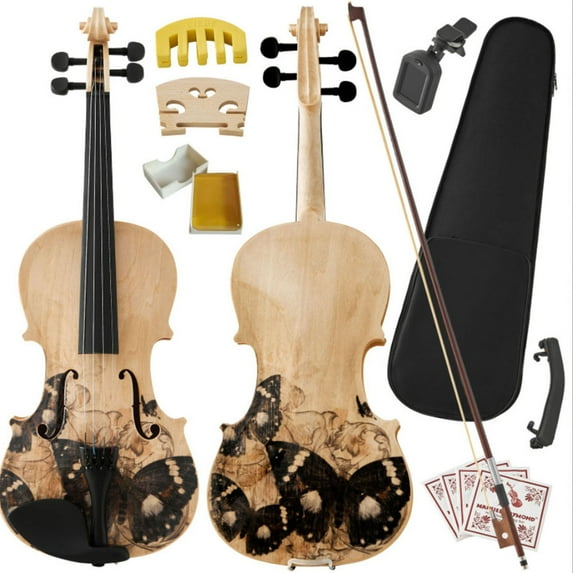 S-HOME Professional 4/4 Full-Size Violin Premium Sound Lightweight Design Complete Accessories Gift for Musicians and Beginners, Wood01