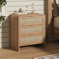 thumbnail image 1 of S-HOME Rattan Nightstand with 3 Drawers in Design, 22.8 Inches Wide Wooden Bedside Table for Bedroom Storage, 1 of 10
