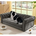 thumbnail image 1 of S-HOME Rectangular Dog Sofa Bed Dark Blue Linen Fabric Elevated Design Comfortable Large Pet Bed For Pets，DARK GREY, 1 of 7
