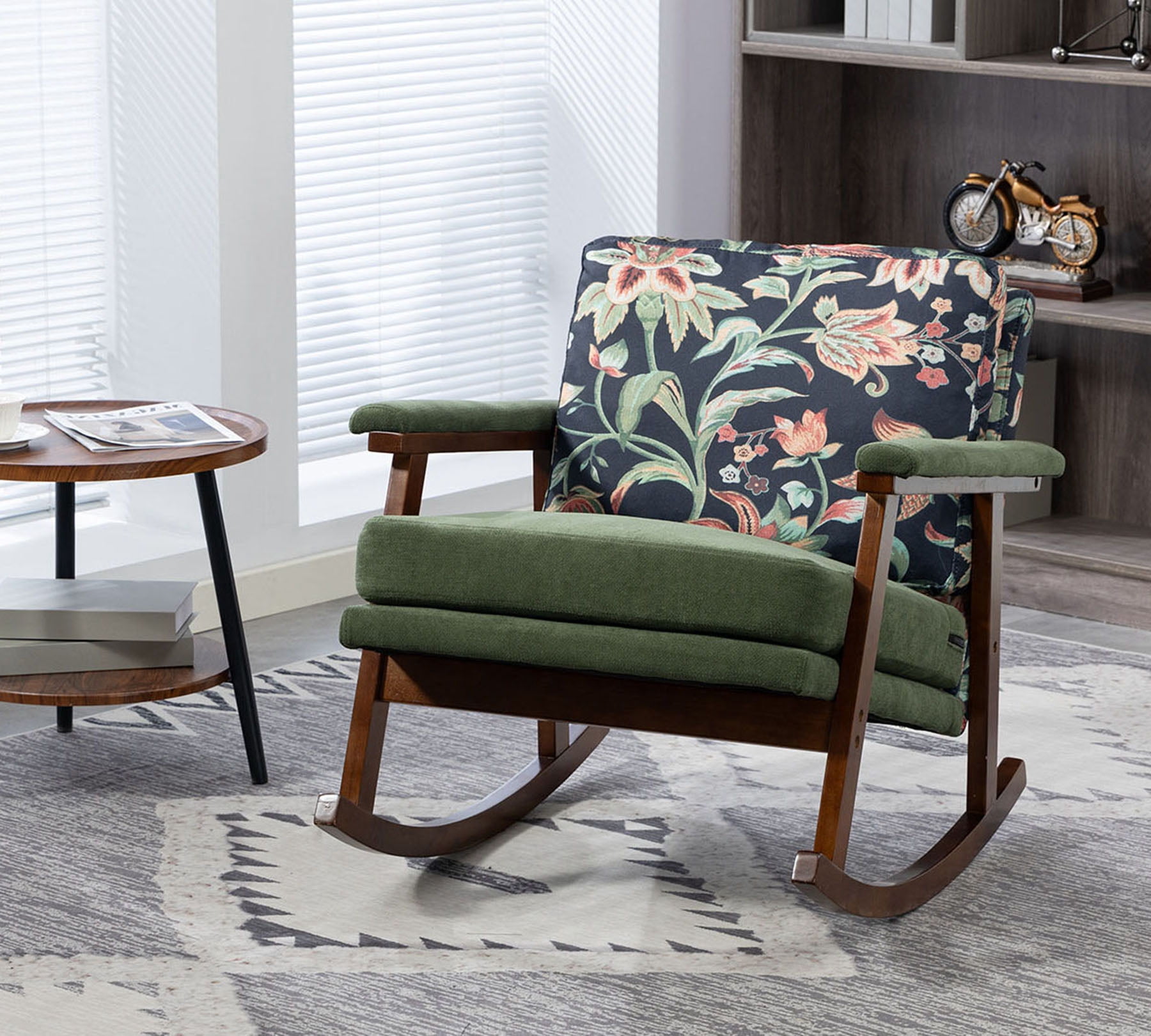 Mula Home Rocking Chair S-HOME Rocking Chair with Wood Frame and Upholstered Seat Ideal for ...