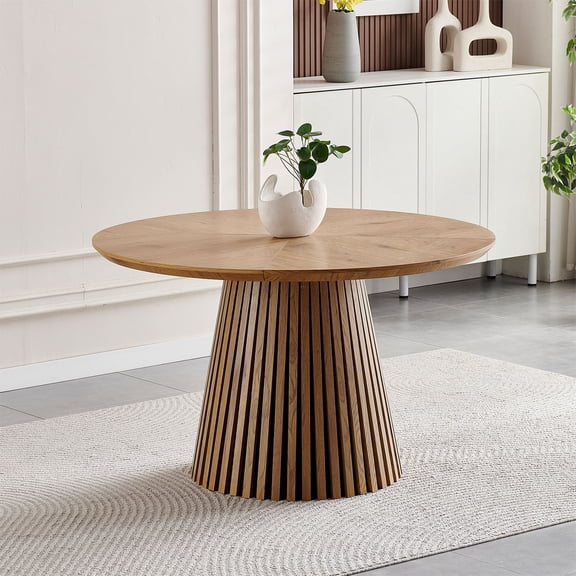 S-HOME Round Wooden Dining Table In Design, Space-Saving, Multi-Functional For Living Room Or Dining Room