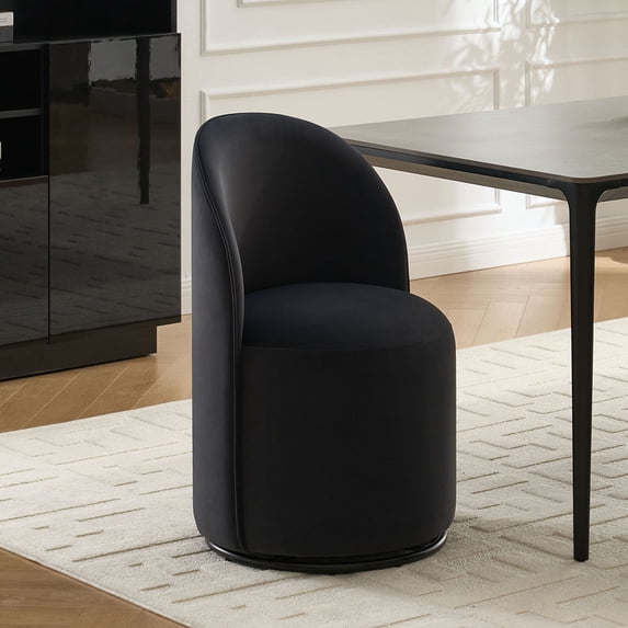 S-HOME Set Of 1 Comfortable Upholstered Barrel Chair In Velvet Grey 360 Degree Swivel Modern Accent Chair For Dining Room,DARK GREY