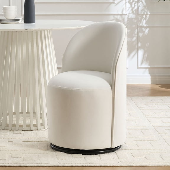 S-HOME Set Of 1 Comfortable Upholstered Barrel Chair In Velvet Grey 360 Degree Swivel Modern Accent Chair For Dining Room