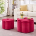 thumbnail image 1 of S-HOME Set of 2 Ottoman with Storage,Flower Shape Petal Ottoman,Upholstered Velvet Storage Ottoman Bench, 1 of 8