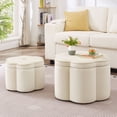 thumbnail image 1 of S-HOME Set of 2 Ottoman with Storage,Flower Shape Petal Ottoman,Upholstered Velvet Storage Ottoman Bench, 1 of 8
