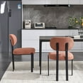 thumbnail image 1 of S-HOME Set of 2 Upholstered Boucle Dining Chairs with Elegant Black Metal Legs Perfect for Contemporary Dining Rooms，Black,Orange, 1 of 18