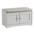 thumbnail image 1 of S-HOME Shoe Storage Bench with Detachable Cushion, 28.74 Inch Entryway Cabinet with 2 Door Design for Easy Access, Ancient White, 1 of 18
