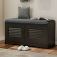thumbnail image 1 of S-HOME Shoe Storage Bench with Detachable Cushion, 28.74 Inch Entryway Cabinet with 2 Door Design for Easy Access, Black, 1 of 13