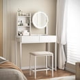 thumbnail image 1 of S-HOME Small Vanity Desk With Mirror And Lights, Makeup Vanity Table With LED Mirror, 3 Lighting Modes, Drawer Included，White, 1 of 6