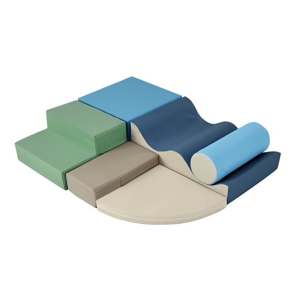 S-HOME Soft Foam Climbing And Crawling Playset Colorful 6-in-1 Square/Rectangular & More Kids Indoor Active Structure Playground Toy