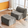 thumbnail image 1 of S-HOME Space-Saving Single Foam Compression Sofa Chair with Footrest and Pillow in Minimalist Design for Living Rooms，Gray, 1 of 18