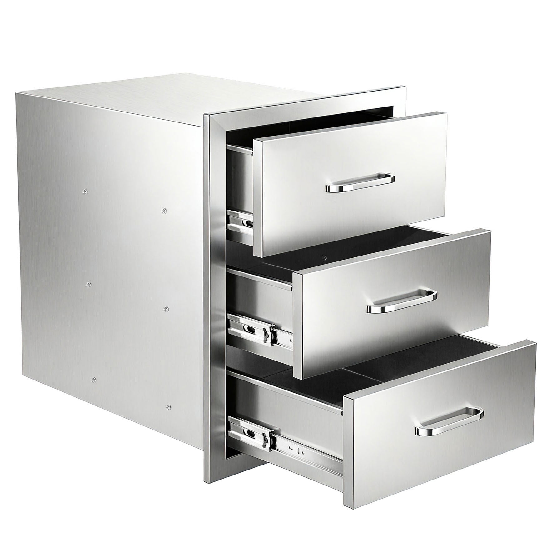 S-HOME Stainless Steel Outdoor Kitchen Drawers in Steel Gray, Triple ...