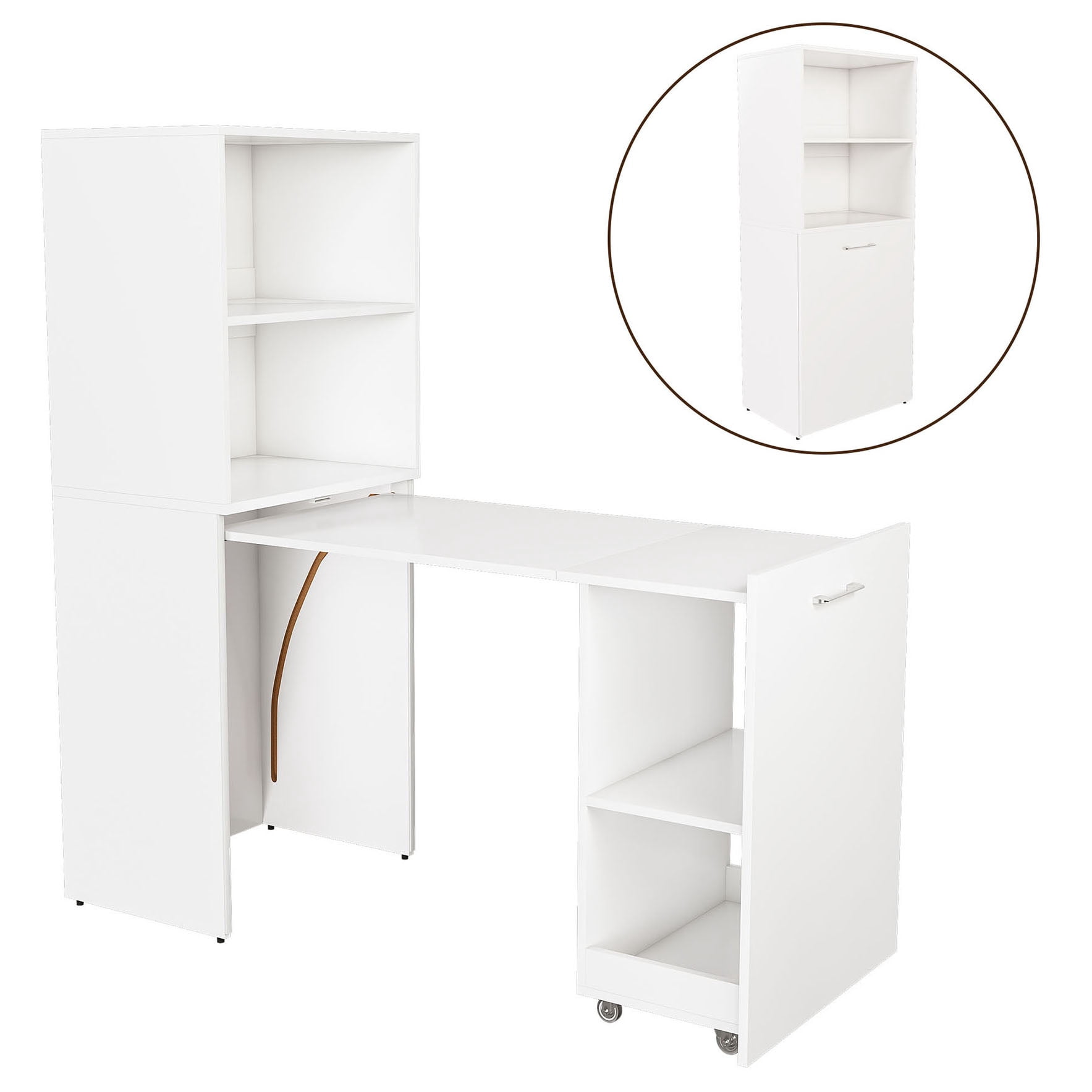 Stretchable Computer Desk S-HOME Stretchable Office Desk With Storage Shelves And Mobile Wheels ...