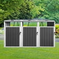 thumbnail image 1 of S-HOME Sturdy Metal Garbage Bin Shed With Space for 3 Trash Cans Ideal for Outdoor Garbage Storage & Protection，White+gray, 1 of 5