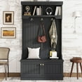 thumbnail image 1 of S-HOME Stylish 4-in-1 Hall Tree Featuring Hooks And Shoe Bench,  For Hallway Storage Solutions, Black, 1 of 13