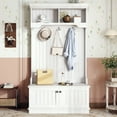 thumbnail image 1 of S-HOME Stylish 4-in-1 Hall Tree Featuring Hooks And Shoe Bench,  For Hallway Storage Solutions, White, 1 of 13