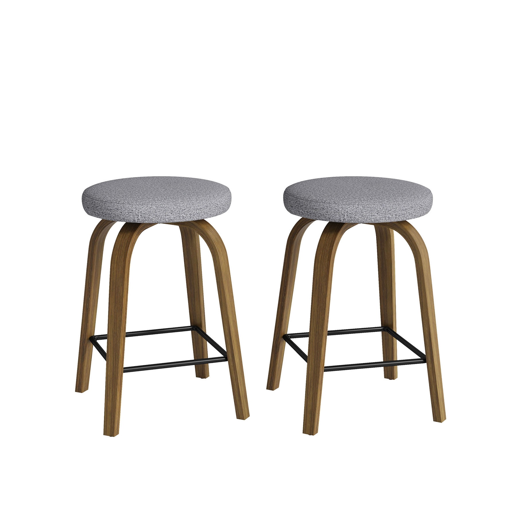 S-HOME Swivel Bar Stools Set Of 2,  Fabric Upholstered 30 Inch Height, Ideal For Restaurants And Home Use，Gray