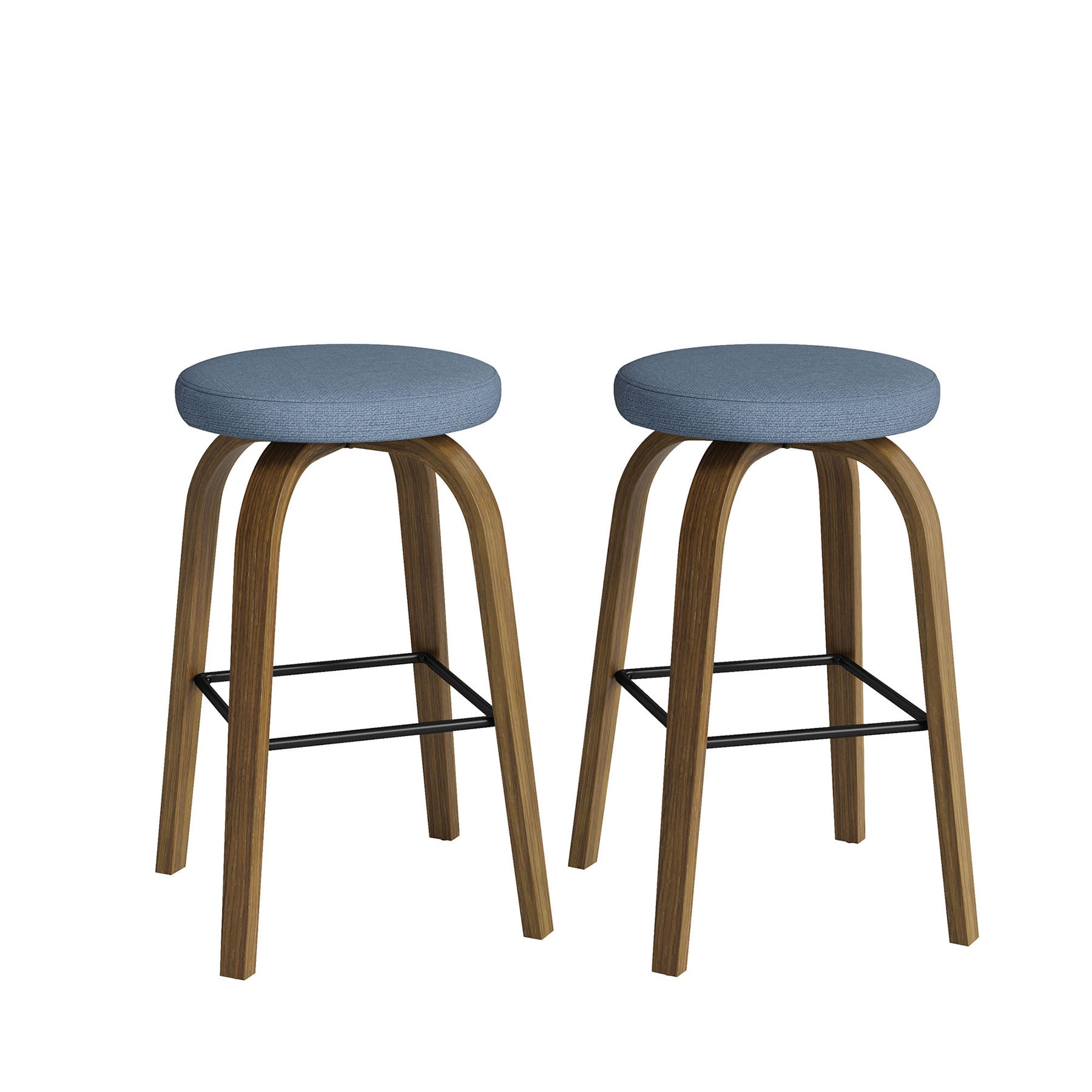 S-HOME Swivel Bar Stools Set Of 2,  Fabric Upholstered 30 Inch Height, Ideal For Restaurants And Home Use