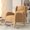 thumbnail image 1 of S-HOME Teddy Fabric Rocking Chair With Eucalyptus Legs, 38 Inches Deep, Ergonomic Backrest for Living Room, 1 of 10