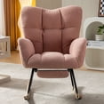 thumbnail image 1 of S-HOME Teddy Fabric Rocking Chair with Adjustable Footstool, High Backrest and Storage Pocket for Versatile Indoor Use, Pink, 1 of 19