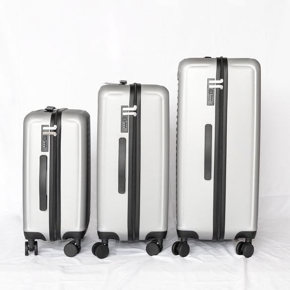 S-HOME Travel-Friendly ABS Pull Rod Box Set of 3 Luggage 20 inches 24 inches 28 inches Silent Smooth Rolling 360 Degree Rotating Wheels Password Locks Ultra Light Design, Silver Gray