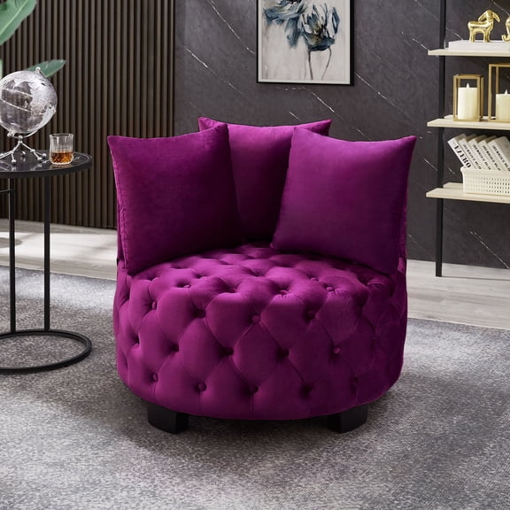 S-HOME Upholstered Tufted Leisure Chair In Fabric Modern Accent Chair For Stylish Living Room Decor,Violet