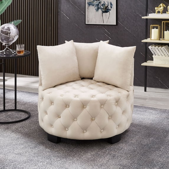 S-HOME Upholstered Tufted Leisure Chair In Fabric Modern Accent Chair For Stylish Living Room Decor,taupe