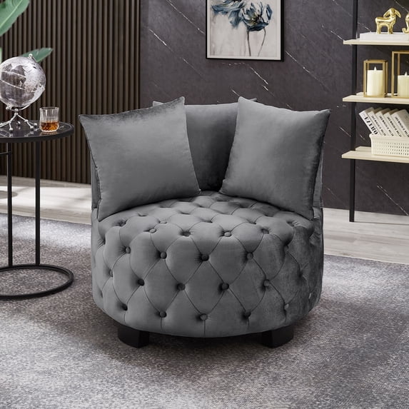 S-HOME Upholstered Tufted Leisure Chair In Fabric Modern Accent Chair For Stylish Living Room Decor
