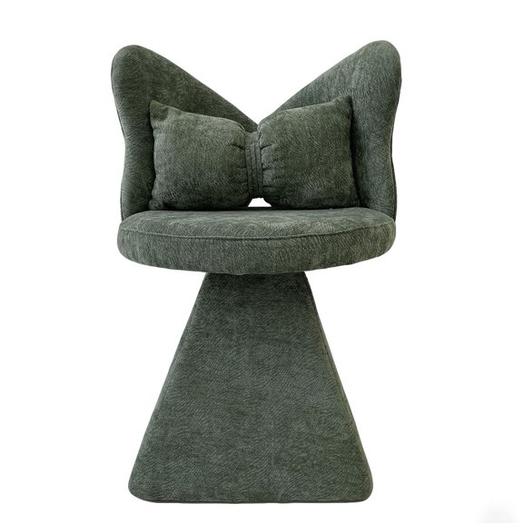 S-HOME Velvet Butterfly Back Vanity Chair with 360-Degree Rotation, Dining Chair, Fabric Accent Stool for Living Room and Bedroom, Green