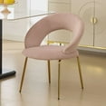 thumbnail image 1 of S-HOME Velvet Fabric Dining Chair With Curved Backrest And Golden Metal Legs For Kitchen Or Dining Room, 1 of 9
