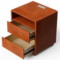thumbnail image 1 of S-HOME Versatile 20 Inch Nightstand  Curved Design With 2 Drawers And Charging Station Solid Wood Bedside Table For Bedrooms, Walnut, 1 of 13