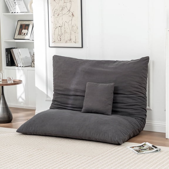 S-HOME Versatile 3-in-1 Bean Bag Chair with Removable Washable Cover,  for Lounging, Reading, and Leisure Activities, Grey