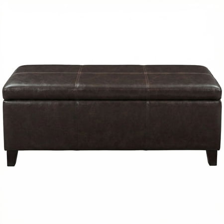 S-HOME Versatile 50.25 Inch Wide Ottoman Bench With Child Safety Hinge In Brown PU Leather For Storage And Seating