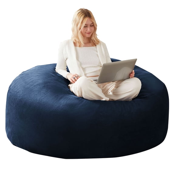 S-HOME Versatile 6FT Round Sofa with Removable Cover Bean Bag Chair For Living Room And Bedroom, Blue