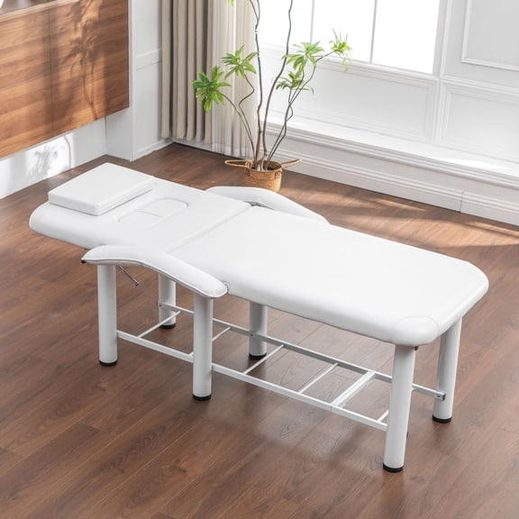S-HOME Versatile Black Beauty Bed Featuring Removable Cushions, Armrests, and Storage for Tattoo, Facial and Massage Services，White
