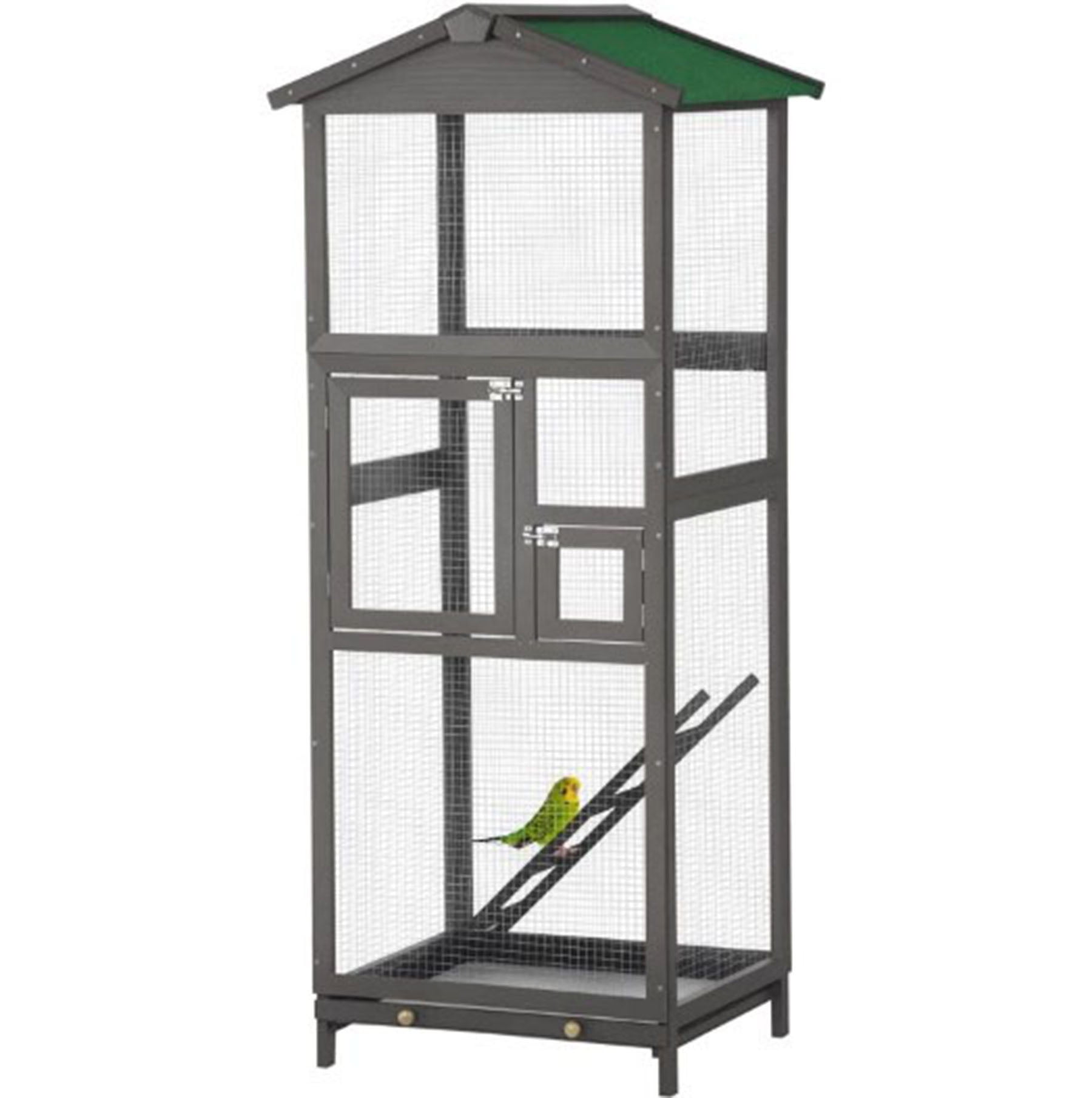S-HOME Versatile Indoor Outdoor Wooden Bird Cage With Pull Out Tray And Two Doors For Keeping Birds Safe