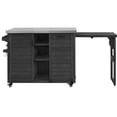 thumbnail image 1 of S-HOME Versatile Outdoor Bar Cart with Foldable Grill Table, 78.3 Inch Wooden Grill Station Featuring Ample Storage for BBQ Essentials in Your Garden, Black, 1 of 26