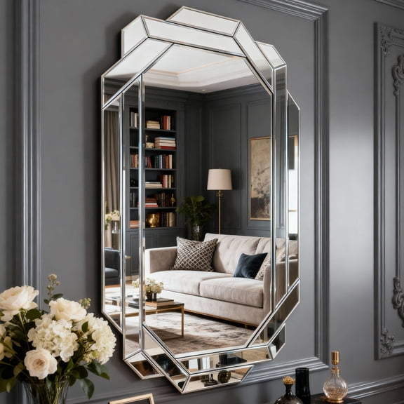 S-HOME Versatile Silver Full Length Wall Mirror 35.8 x 23.8 Inch Wall Decor Horizontal Vertical Placement for Any Room