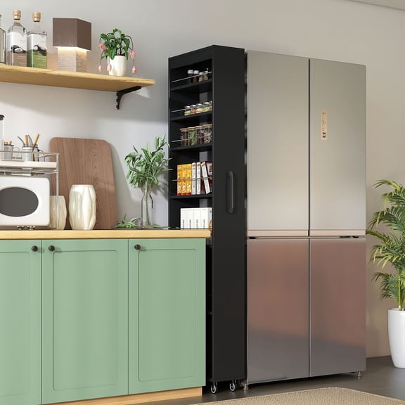 S-HOME Versatile Space-Saving 7 Tier Pull-Out Storage Rack in White, Multi-Tier Kitchen and Office Organizer for Home Use