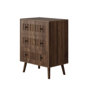 S-HOME Walnut 3 Drawer Storage Cabinet, Dresser Chest for Living Room and Bedroom Organization Solution