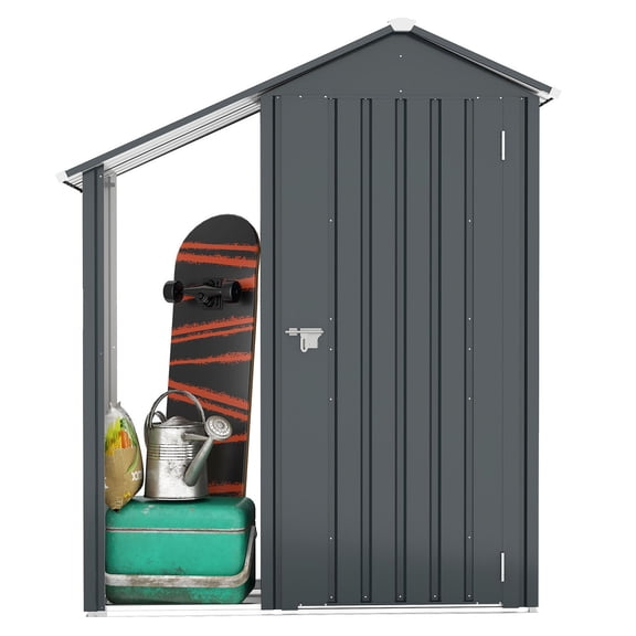 S-HOME Waterproof Dark Gray 2-in-1 Storage Cabinet And Shed Made Of Metal With Lock System And Versatile Design