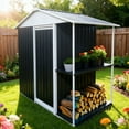 thumbnail image 1 of S-HOME Weatherproof 6 x 4 FT Grey Iron Frame Outdoor Storage Shed with Metal Shelving for Tools and Bike Storage Solutions, 1 of 8