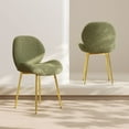 thumbnail image 1 of S-HOME White Teddy Velvet Dining Chairs Set of 2 Featuring Durable Gold Metal Legs Perfect for Office and Restaurant Use，Green, 1 of 11
