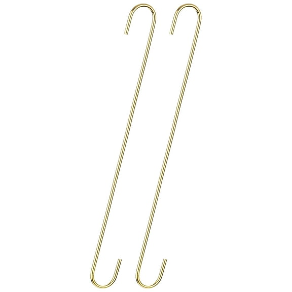S Hanging Hooks, 16inch(400mm) Extra Long Steel Hanger, Gold Tone, 2Pack