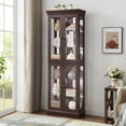 thumbnail image 1 of S-Home Curio Storage Glass Display Cabinet with Adjustable Shelves, Wooden, 12" x 72" x 24", 1 of 16