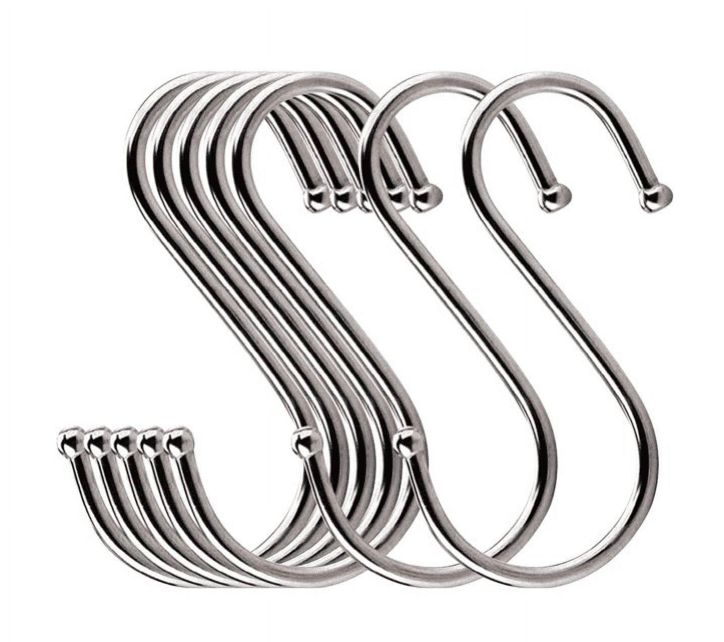 Built Industrial 6 Pack Stainless Steel Heavy Duty Self Adhesive Metal Wall  Hooks for Hanging, Silver, 1.76 In
