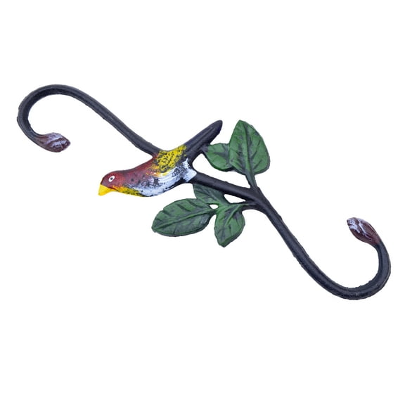 S Hook Style Plant Hanger Colorful Bird Cast Iron 11.75" Long by Flag Emotes