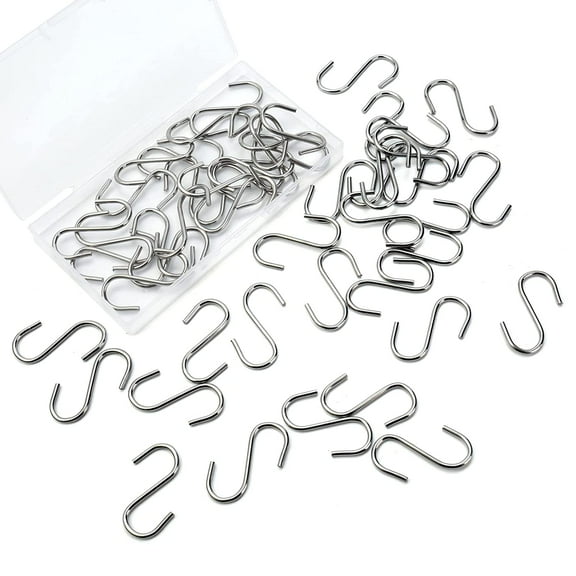 S Hooks, Small S HooksMini S Hooks 50 Pack Stainless S Shaped Hooks, 43mm Length Heavy Duty for Hanging