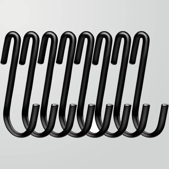 S Hooks for Hanging on Wire Shelves, Black S Shaped Hanging Hooks for Kitchenware Utensils and Storage