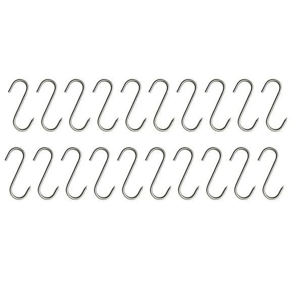 S Hooks with for Sharp Tip Stainless Steel Utensil Kitchen Meat Pan Clothes 20 Pcs Kitchen Baking Tools For Hot Cold Smo